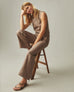 Women's Linen Wide Leg Pant - Pine Bark